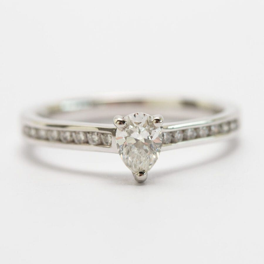 12600051 Platinum Pear Shaped Diamond Solitaire.