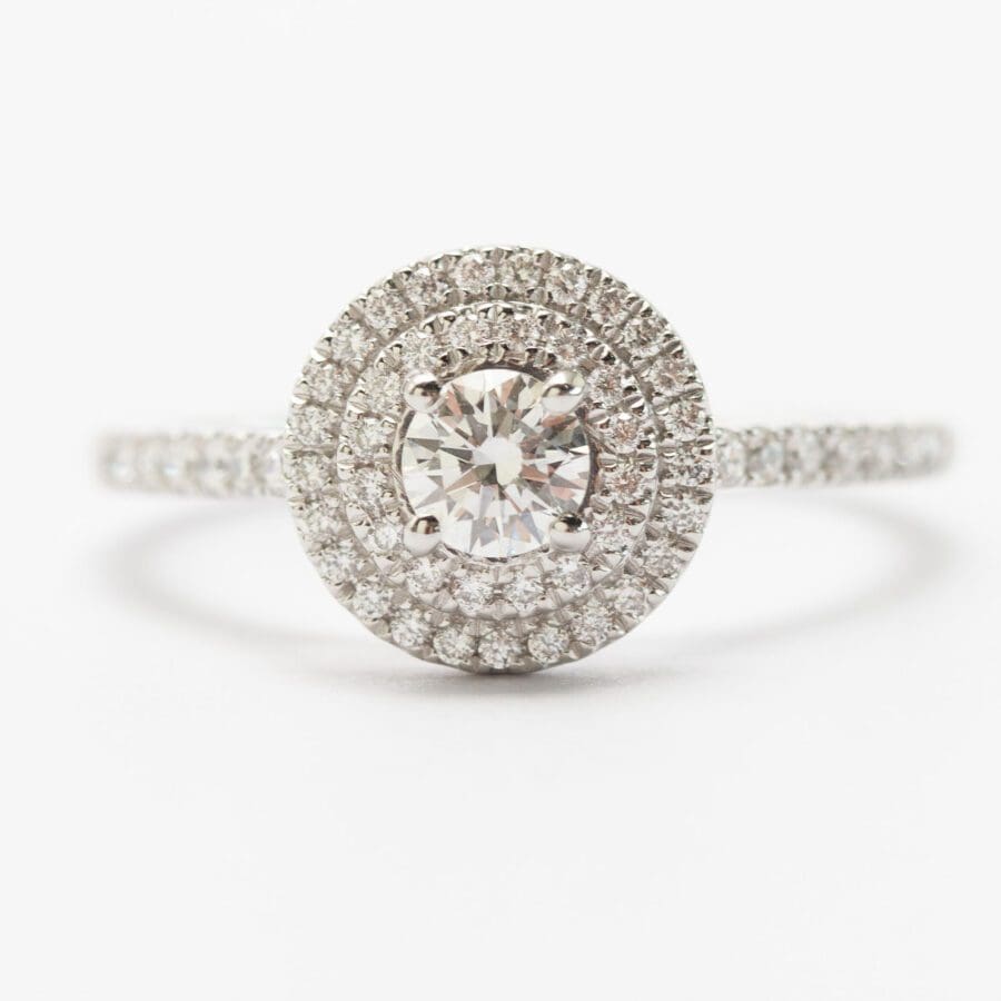 12600055 Platinum And Diamond Two Row Halo Ring