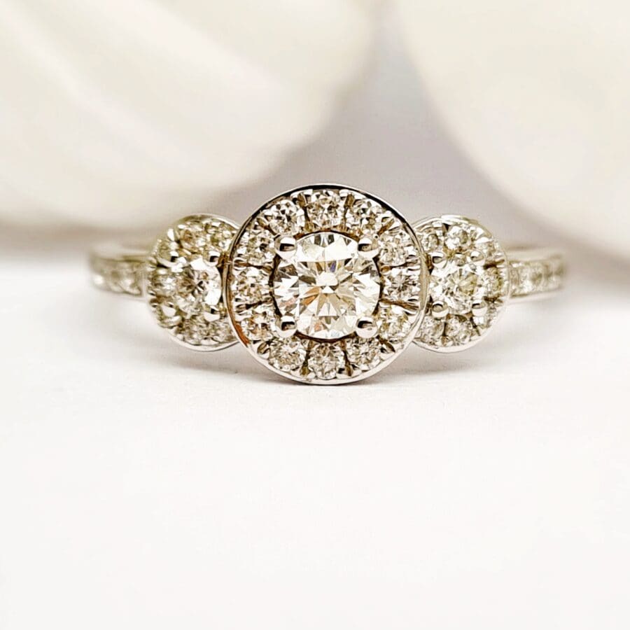 15600034 Platinum Diamond Halo Multi Stone Ring