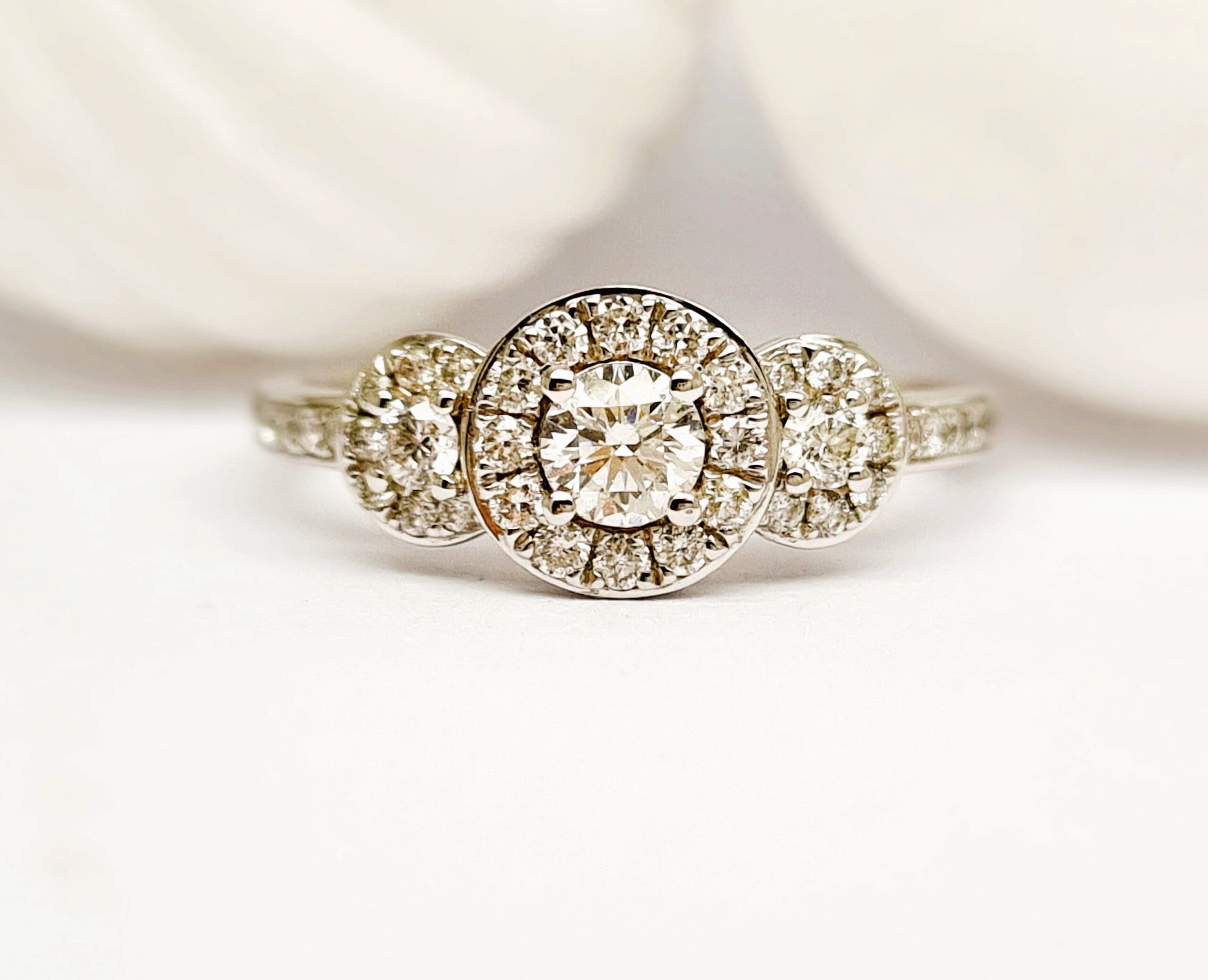 15600034 Platinum Diamond Halo Multi Stone Ring