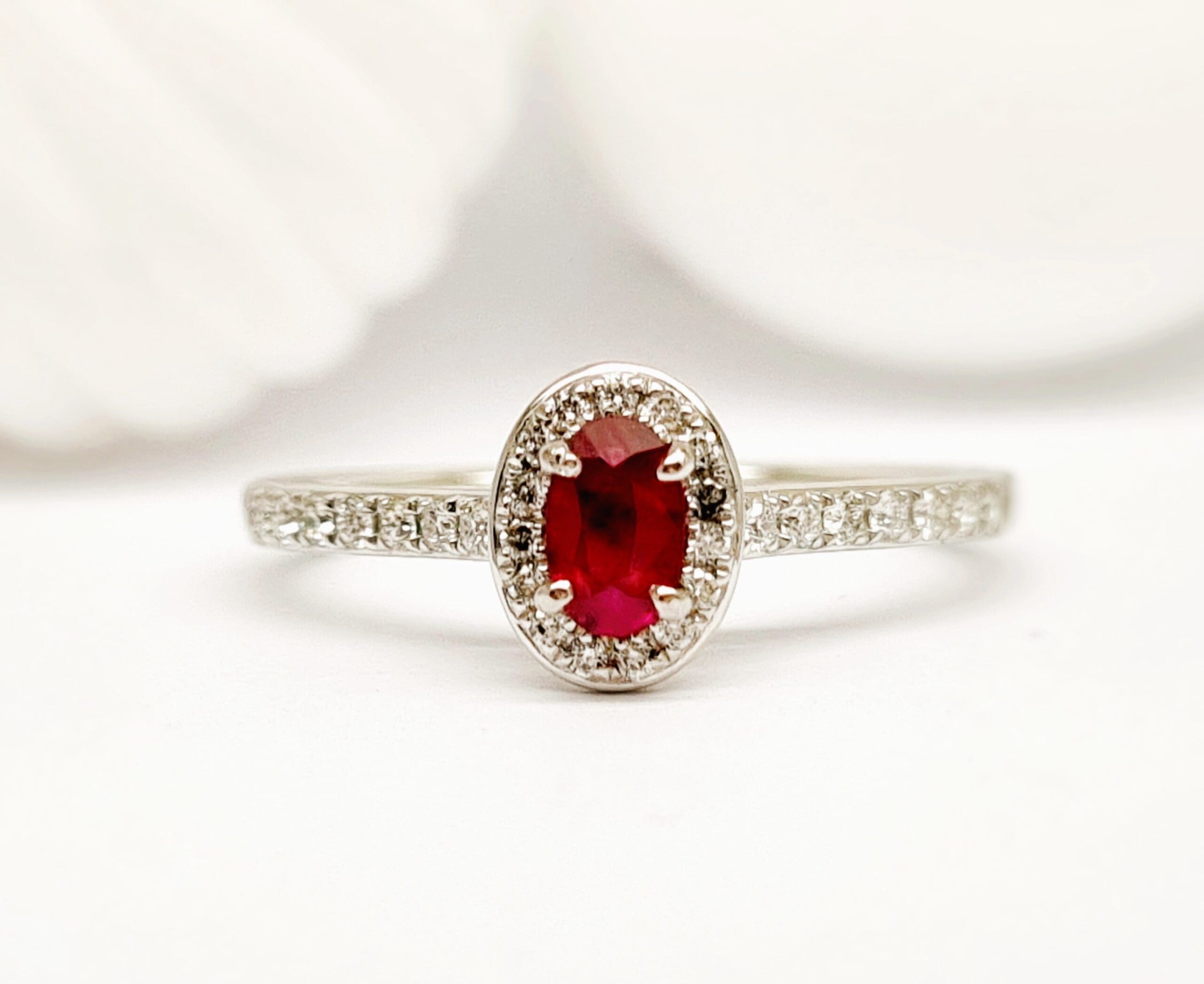 12600084 Platinum Ruby and Diamond Halo Ring