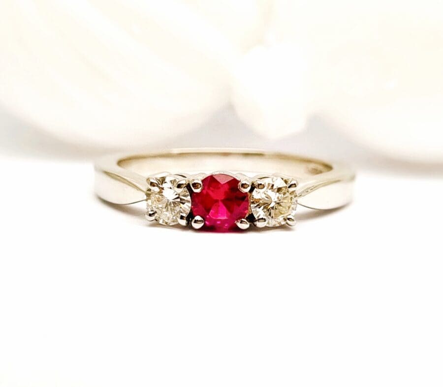 15600038 Platinum Ruby and Diamond Trilogy Ring – Cathedral Jewellers Ltd