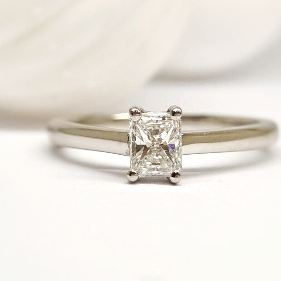 12600075 Platinum And Diamond 0.41ct Radiant Cut Engagement Ring
