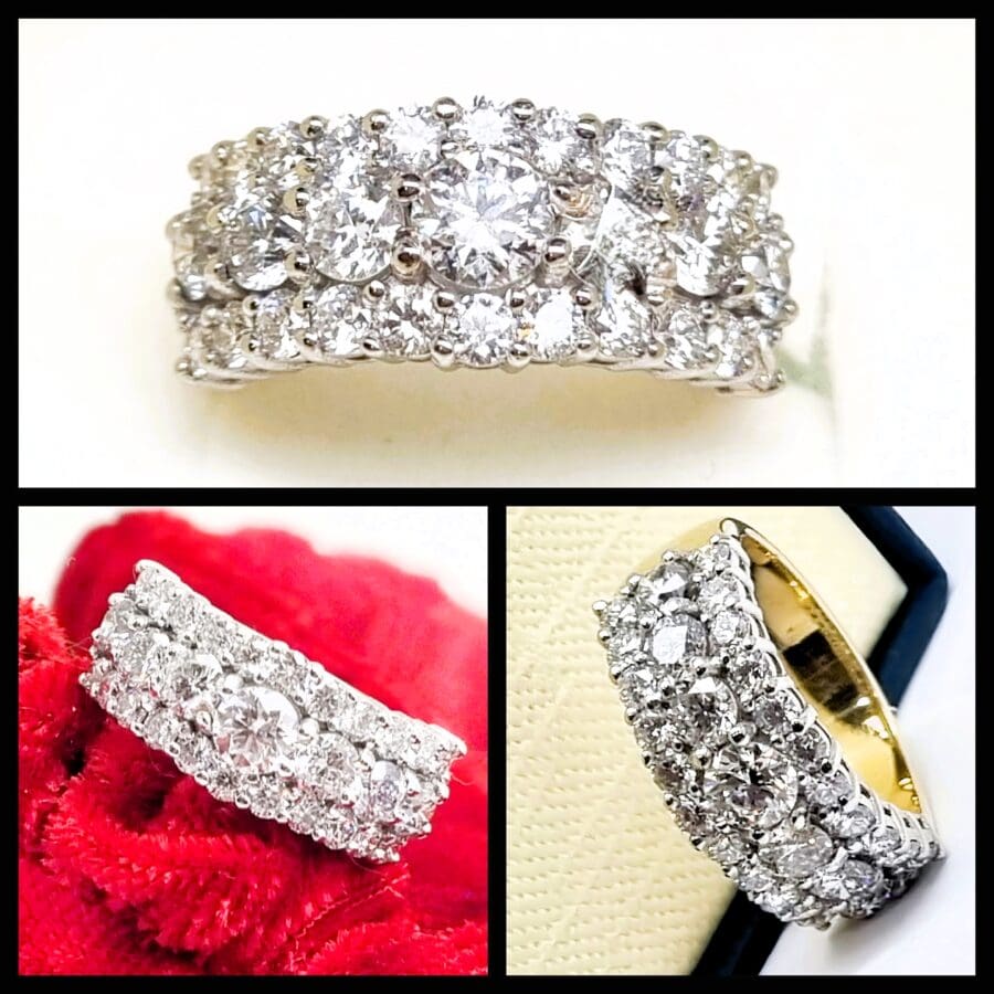 421 Yellow Gold Three Row Dress Ring Commission