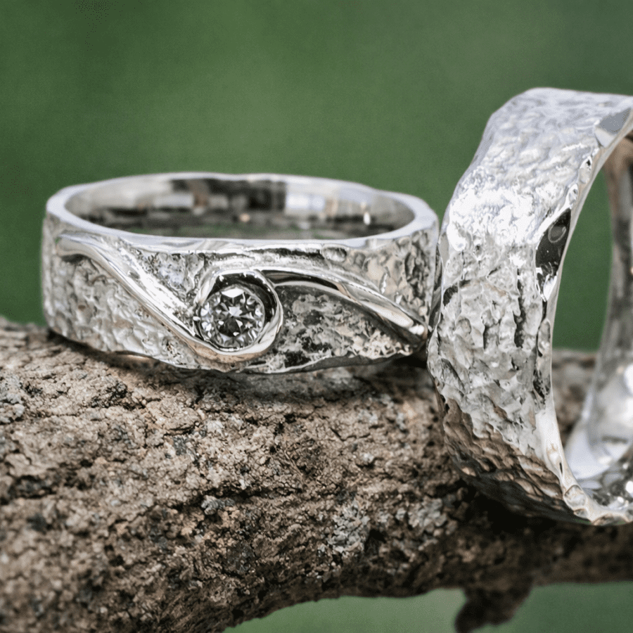 313 Commission Organic Nature Designed  Men's And Ladies Wedding Band