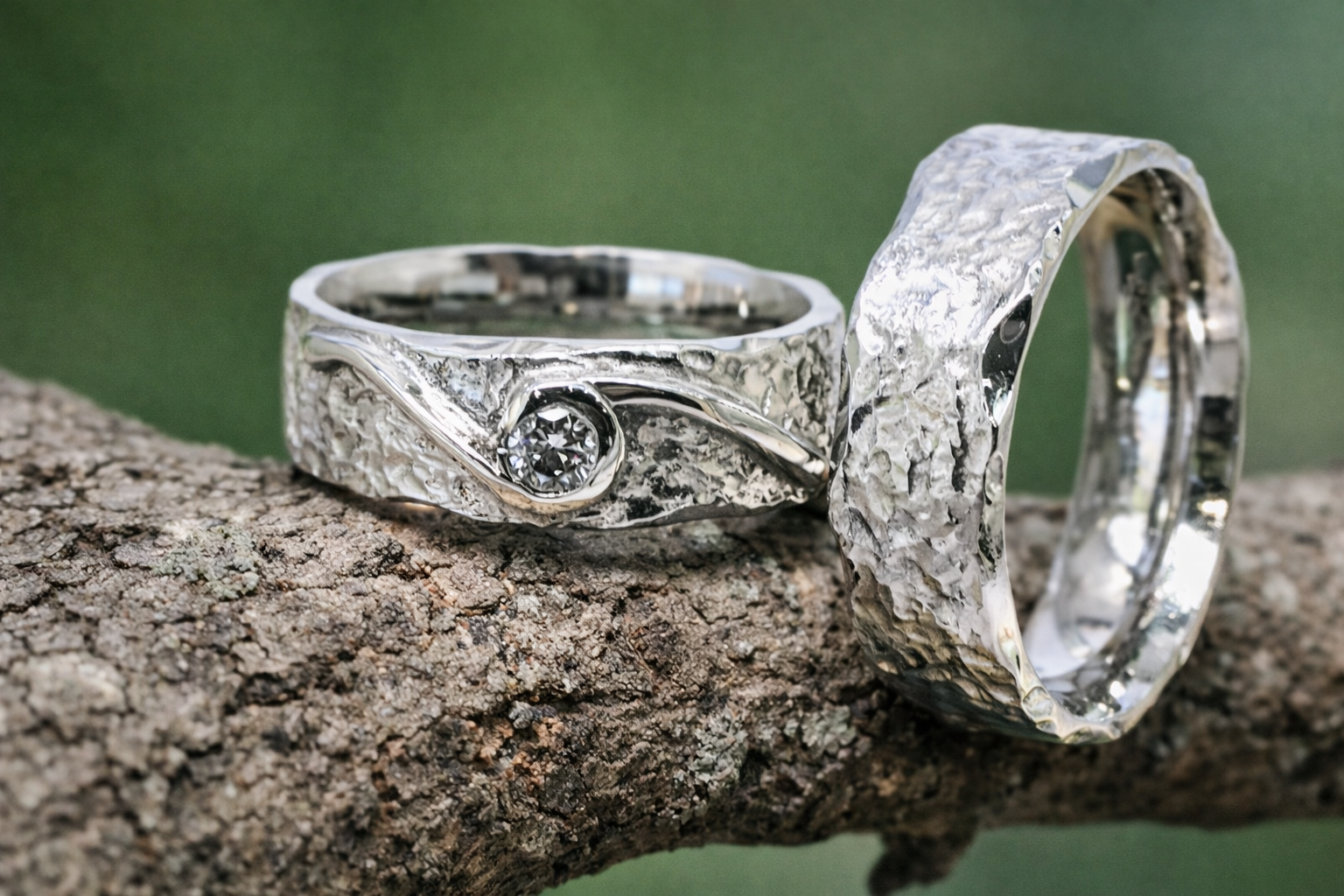313 Commission Organic Nature Designed Men's And Ladies Wedding Band