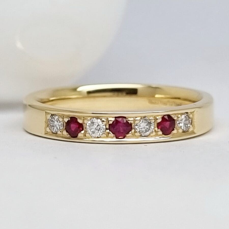 13200054 9ct Yellow Gold Ruby And Diamond Half Eternity Ring