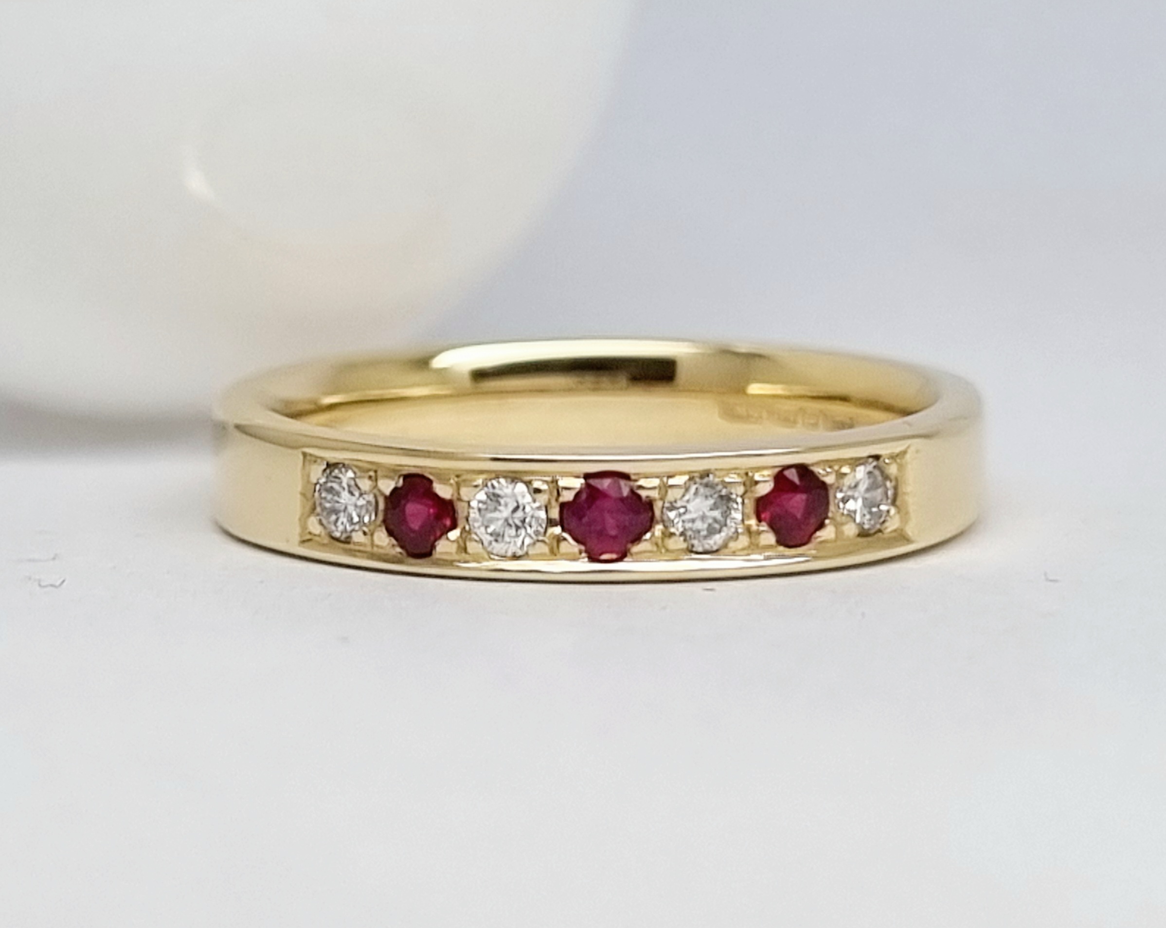 13200054 9ct Yellow Gold Ruby And Diamond Half Eternity Ring