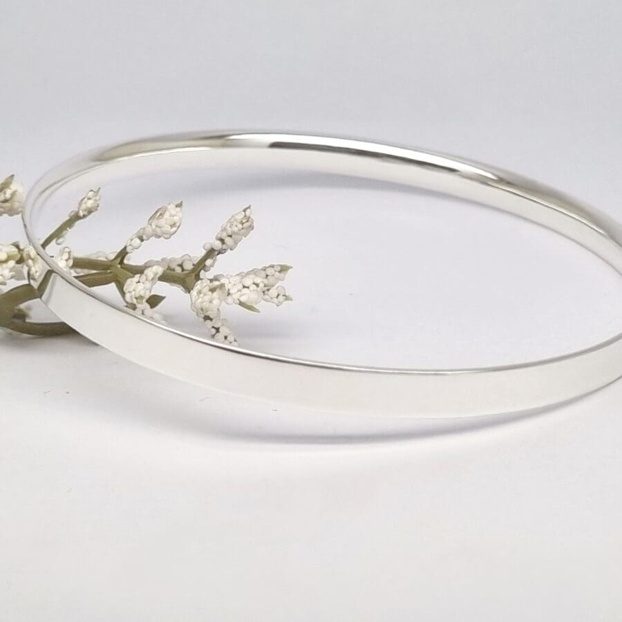 40100152 925 Sterling Silver Plain Flat Bangle