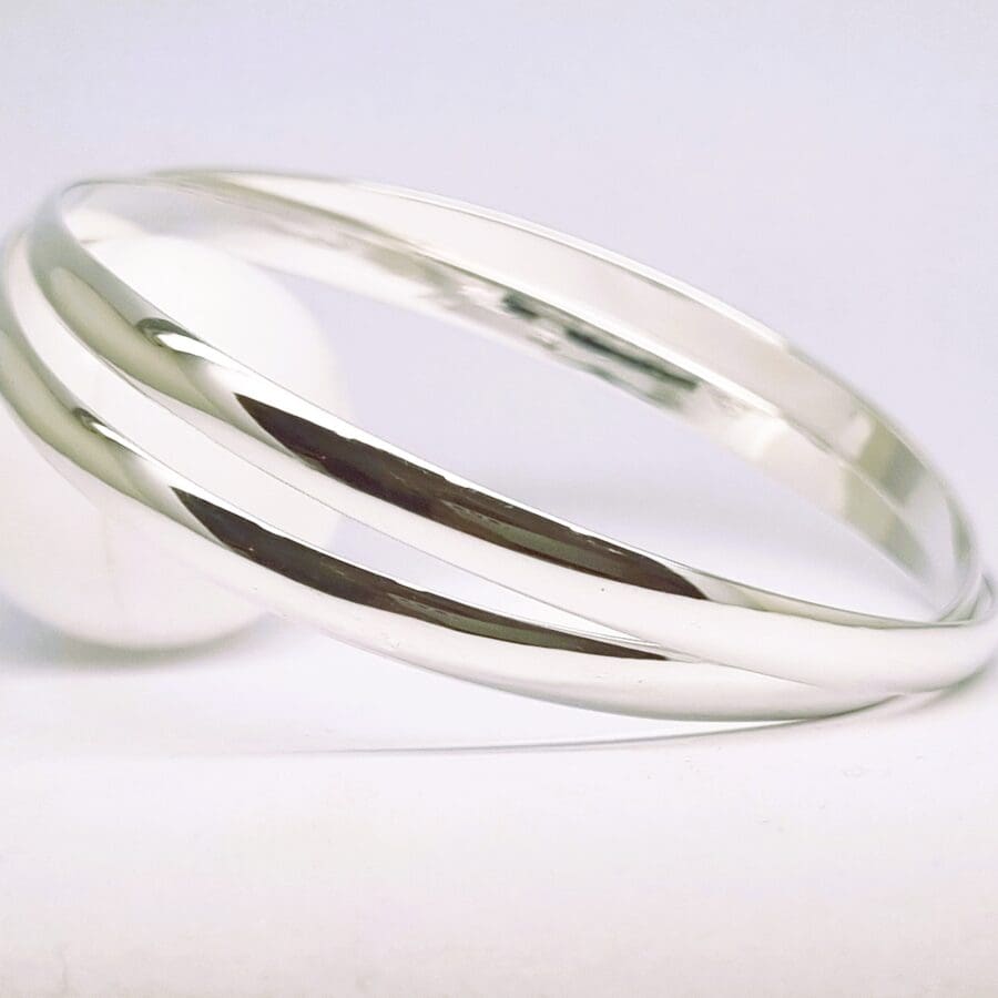 40100181 925 Sterling Silver Two Entwined Bangles