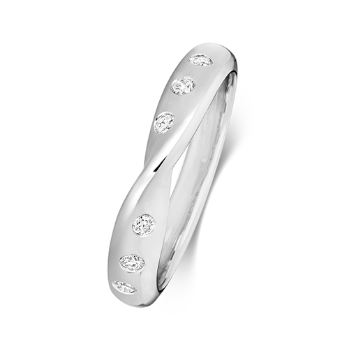 11400021 18ct White Gold Diamond Set Ribbon Twist Wedding Band - Image 4