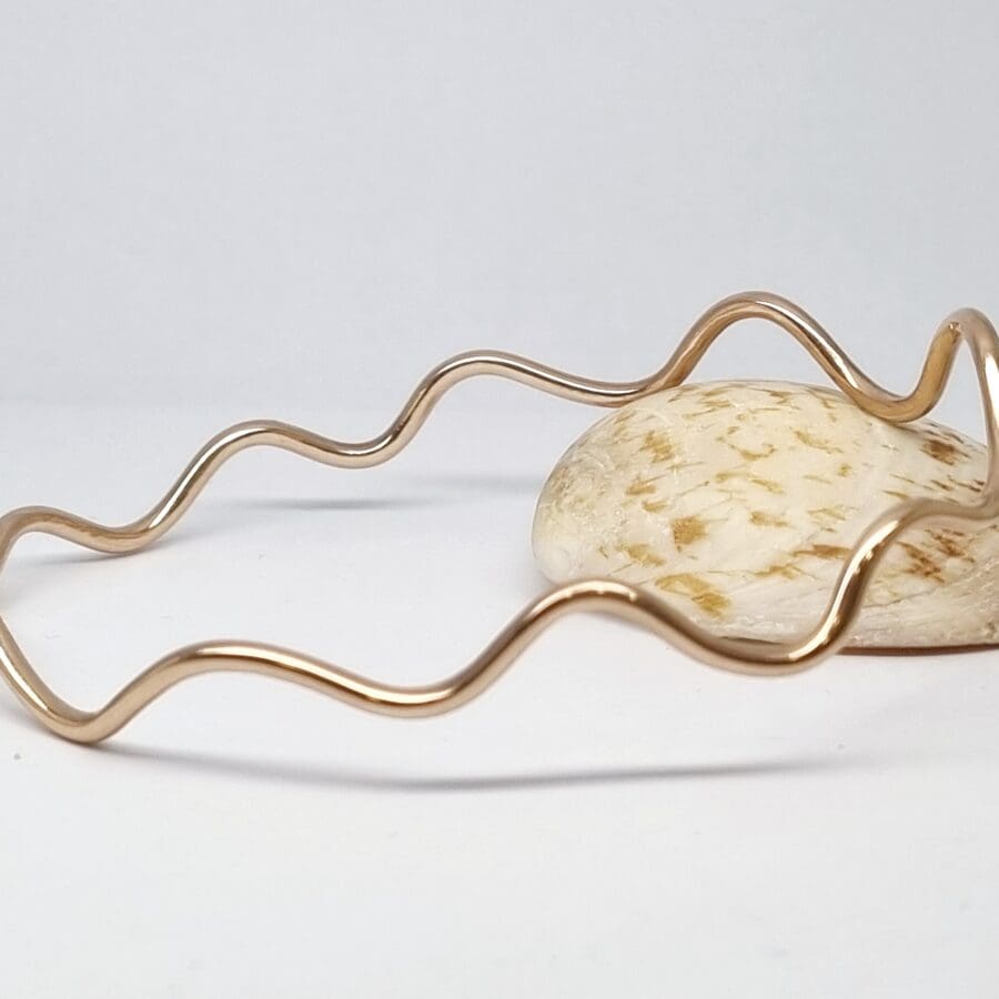 9ct Yellow Gold Irregular Wave Handmade Bangle