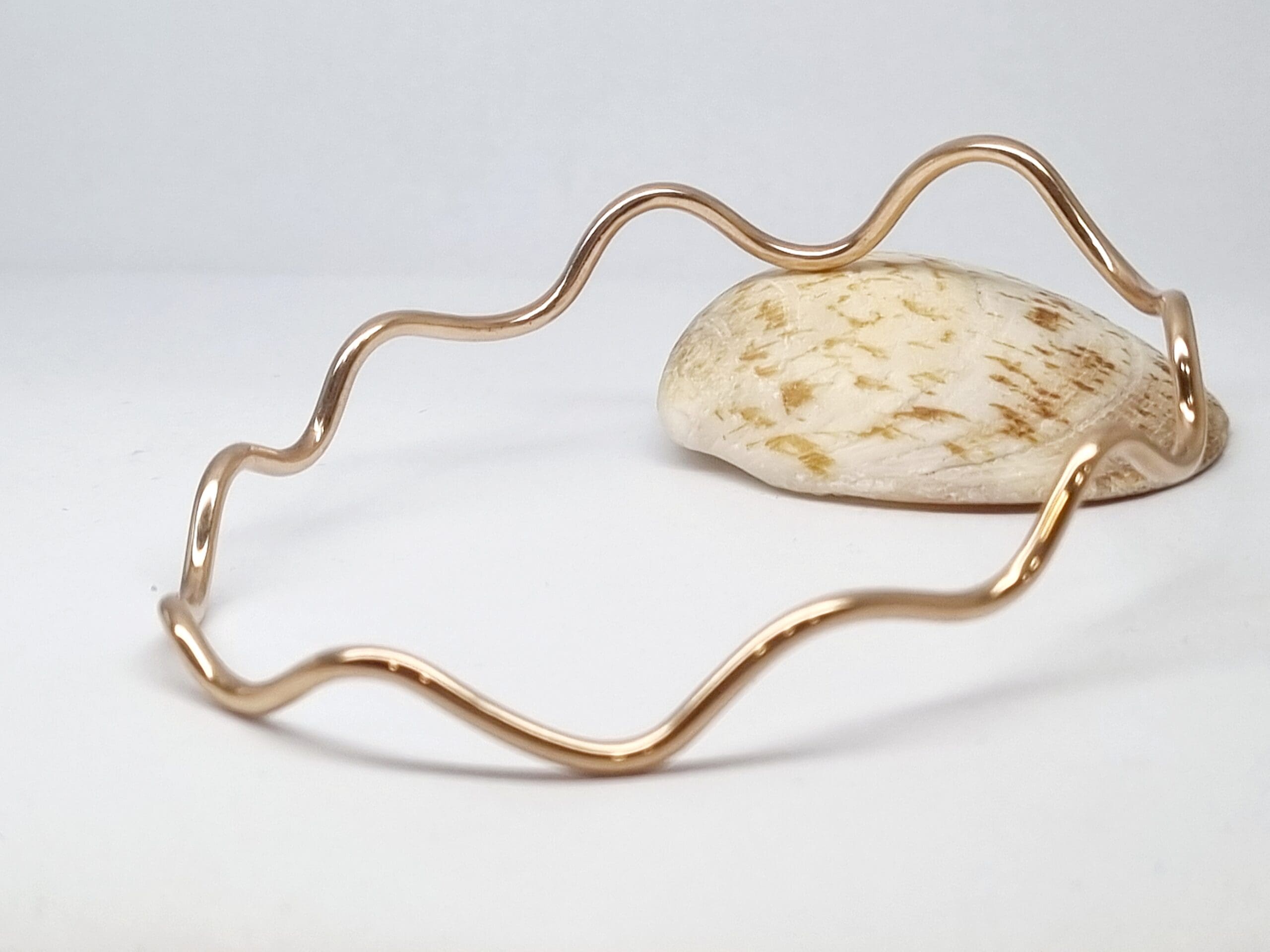 9ct Yellow Gold Irregular Wave Handmade Bangle - Image 3