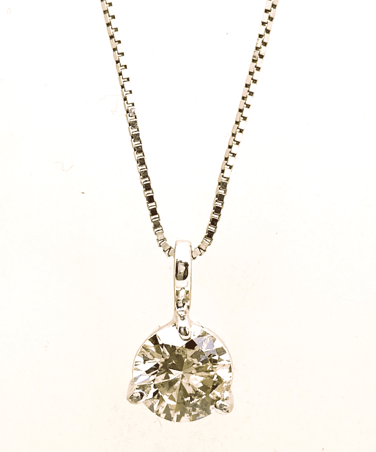 90000061 14ct White Gold Diamond Pendant and Chain