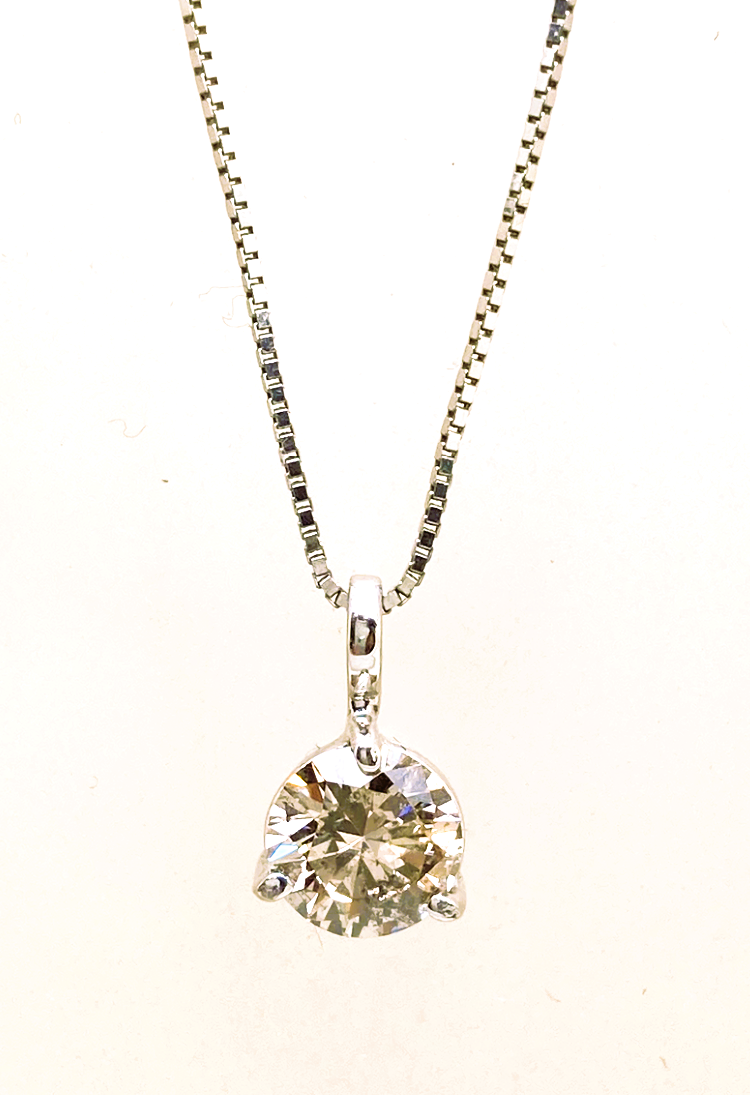 90000061 14ct White Gold Diamond Pendant and Chain