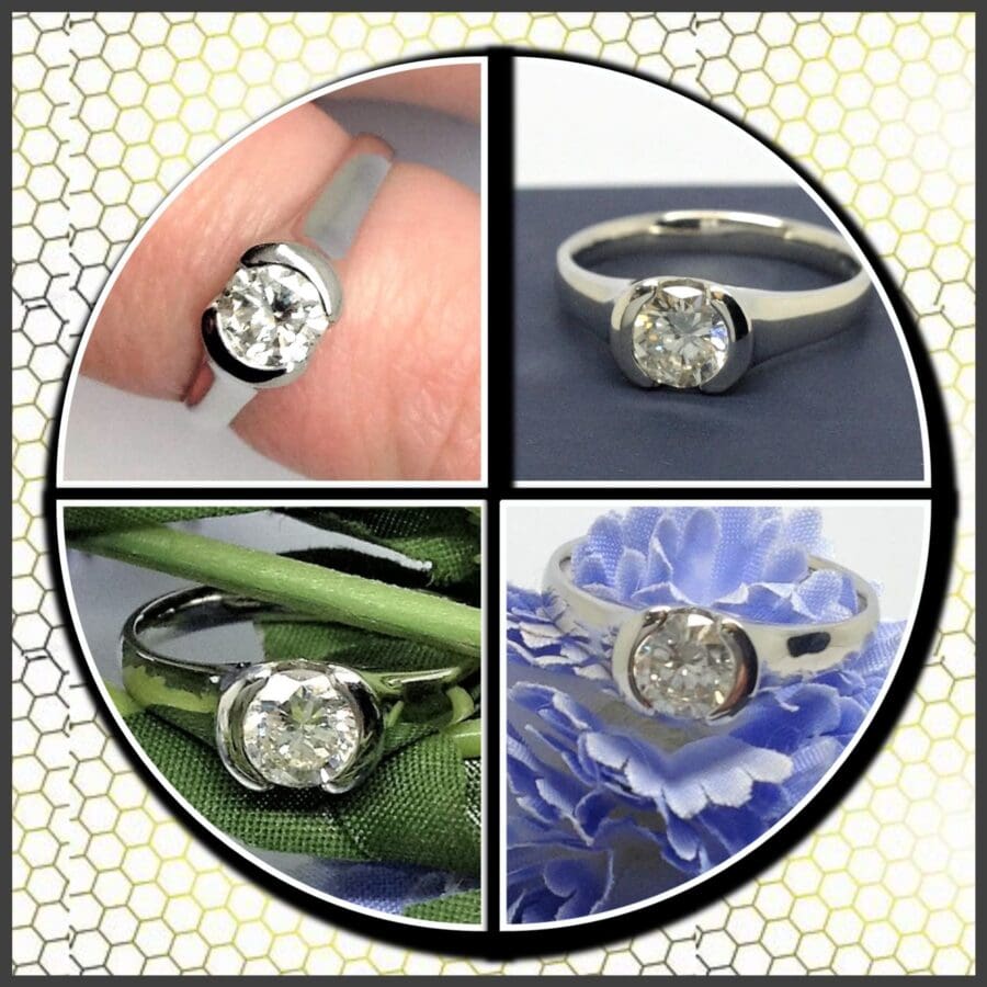 Half Bezel Diamond Engagement Ring Commission