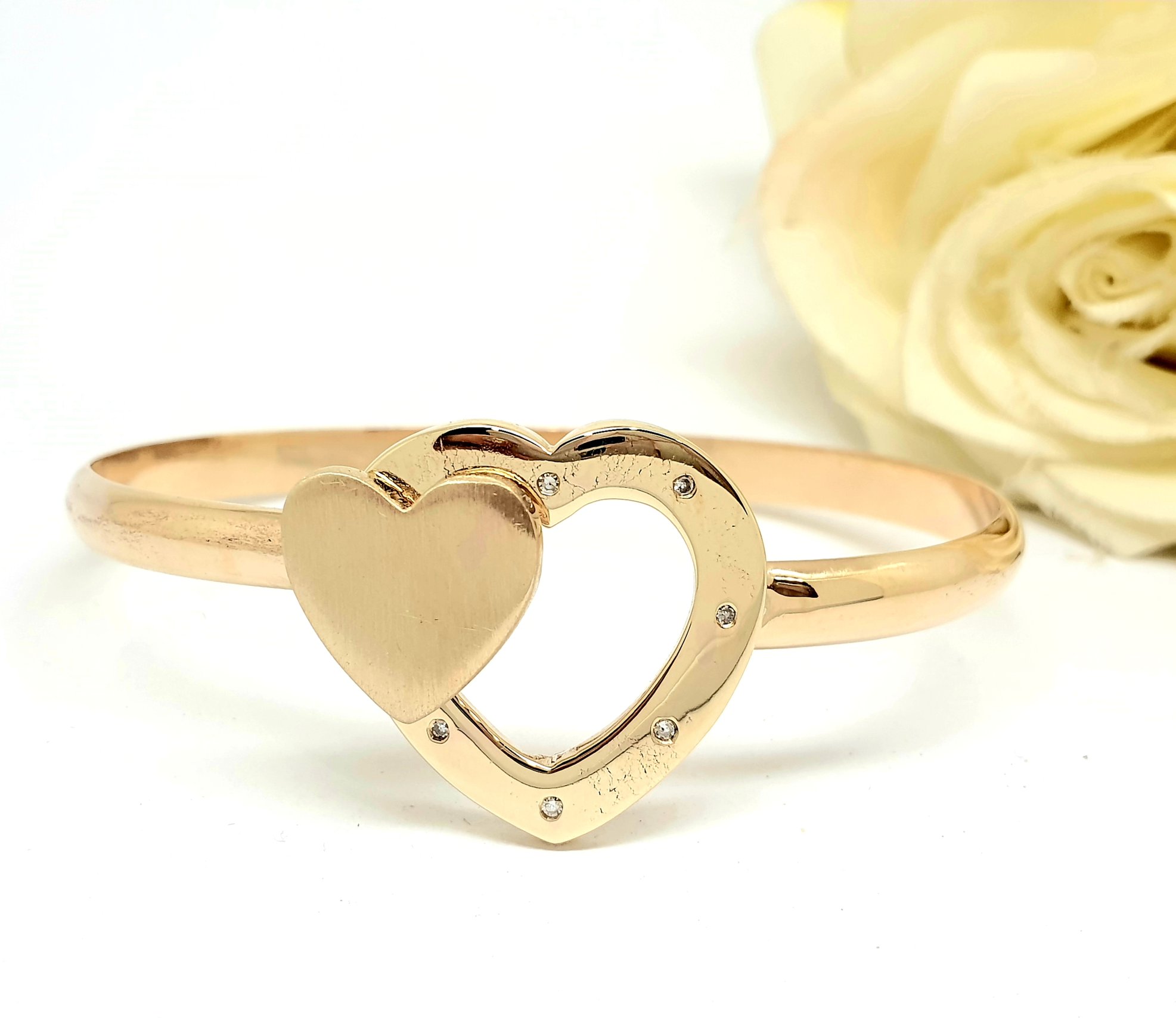 506 Commission Double Heart Gold Bangle