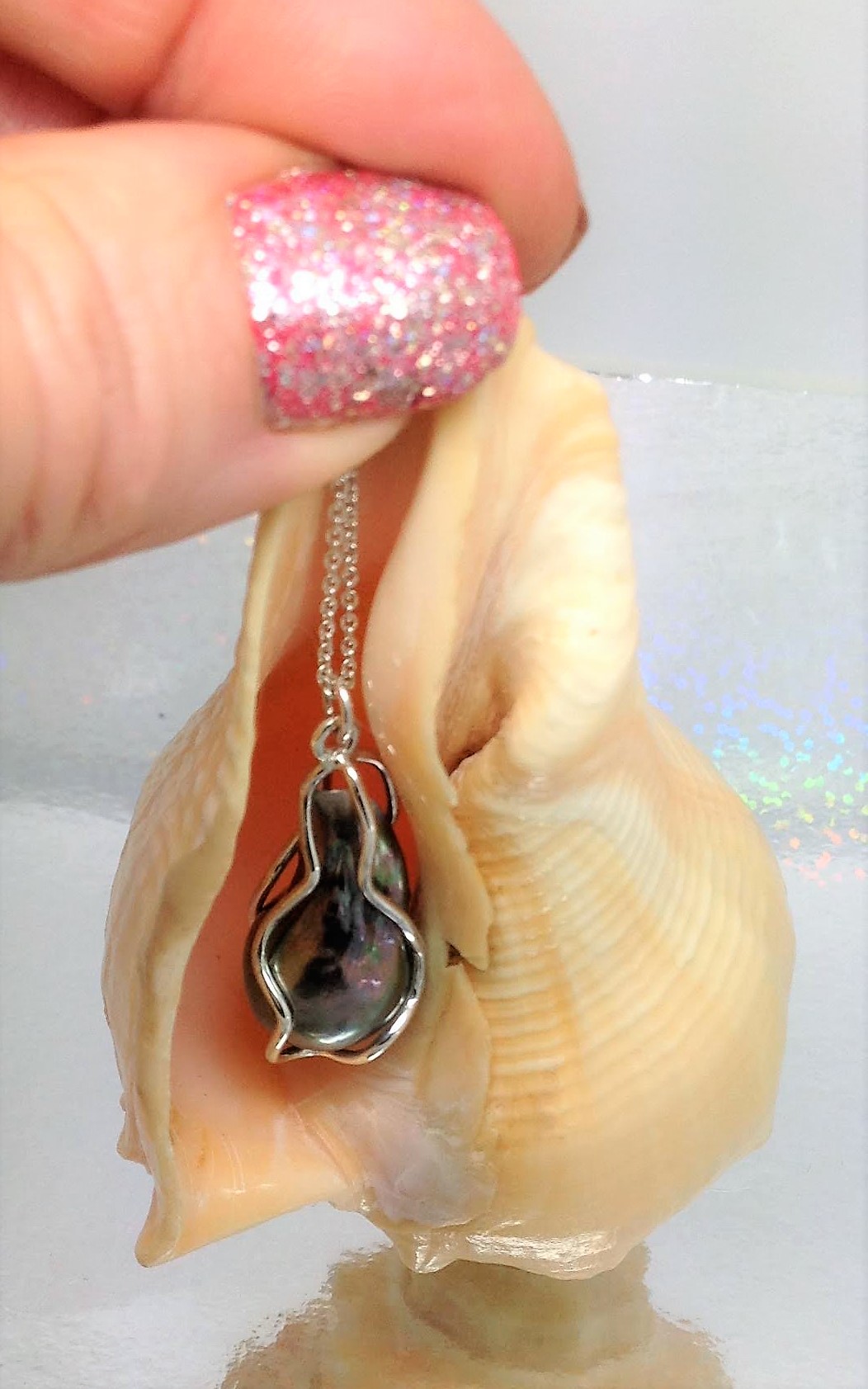 803 Pearl Wrapped In A Custom Silver Cage Commission - Image 3