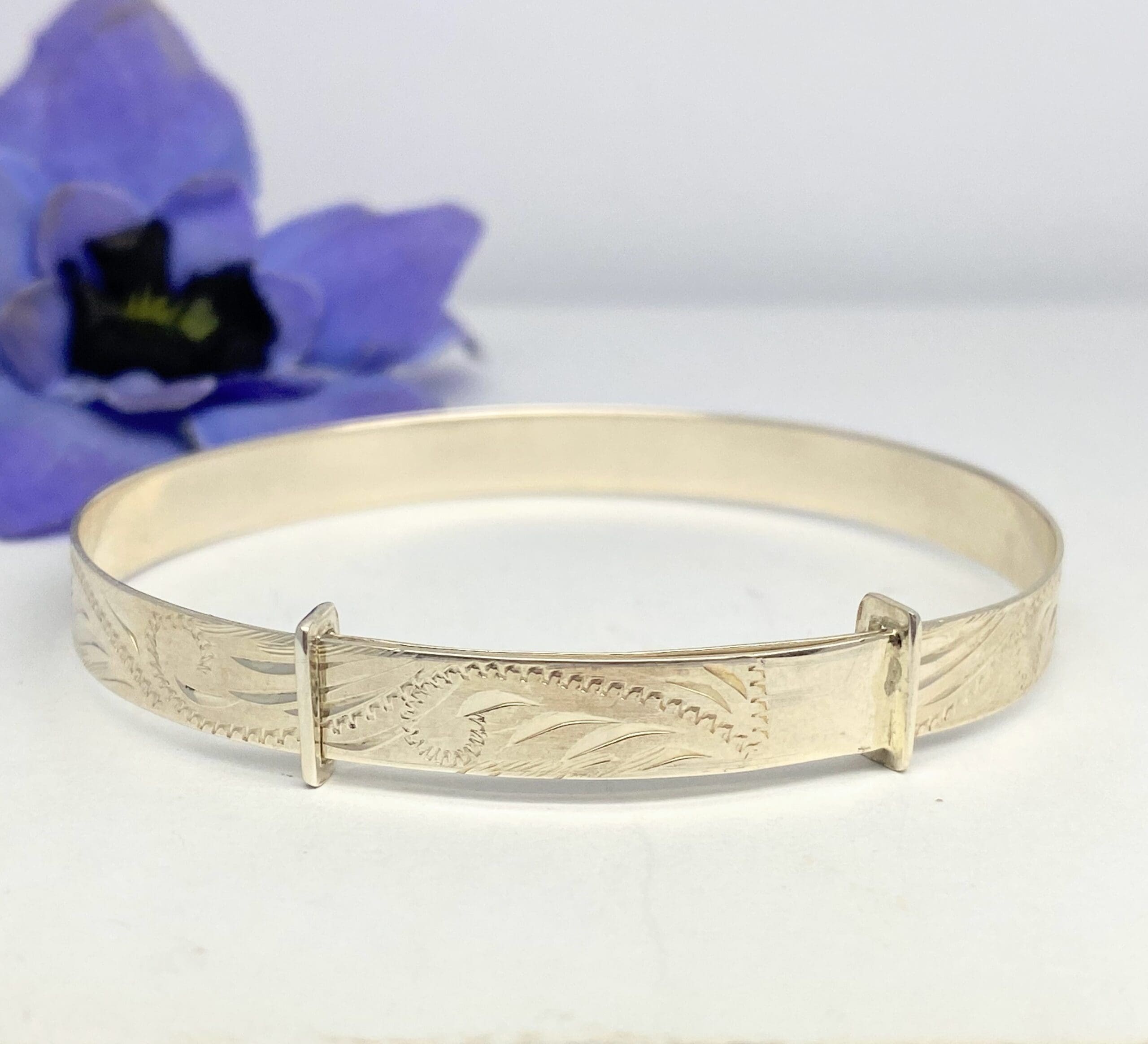 40100179 Childs 925 Sterling Silver Engraved Adjustable Bracelet - Image 3