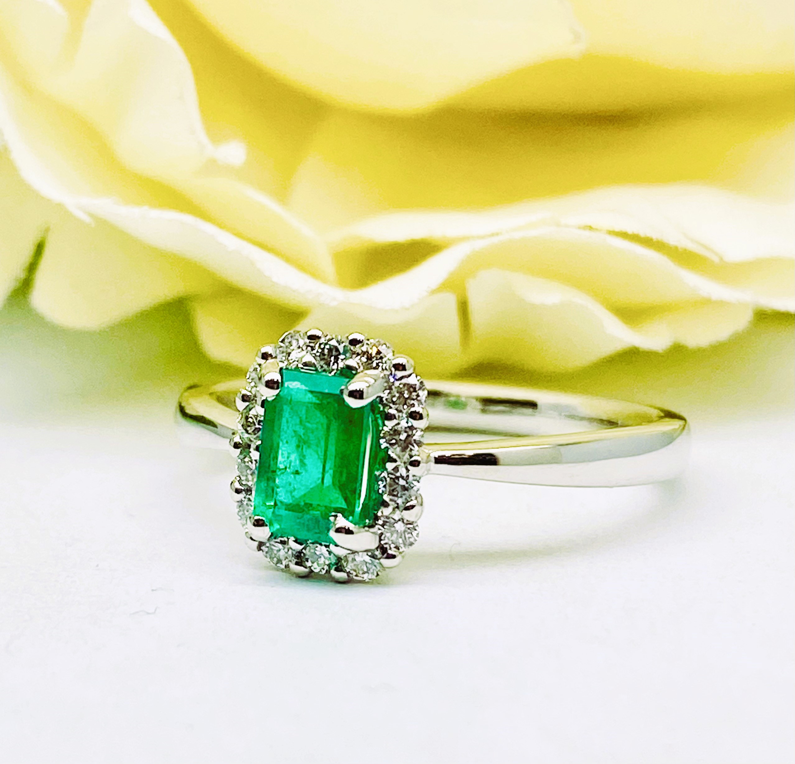 15600050 Platinum Emerald And Diamond Halo Cluster Ring - Image 4