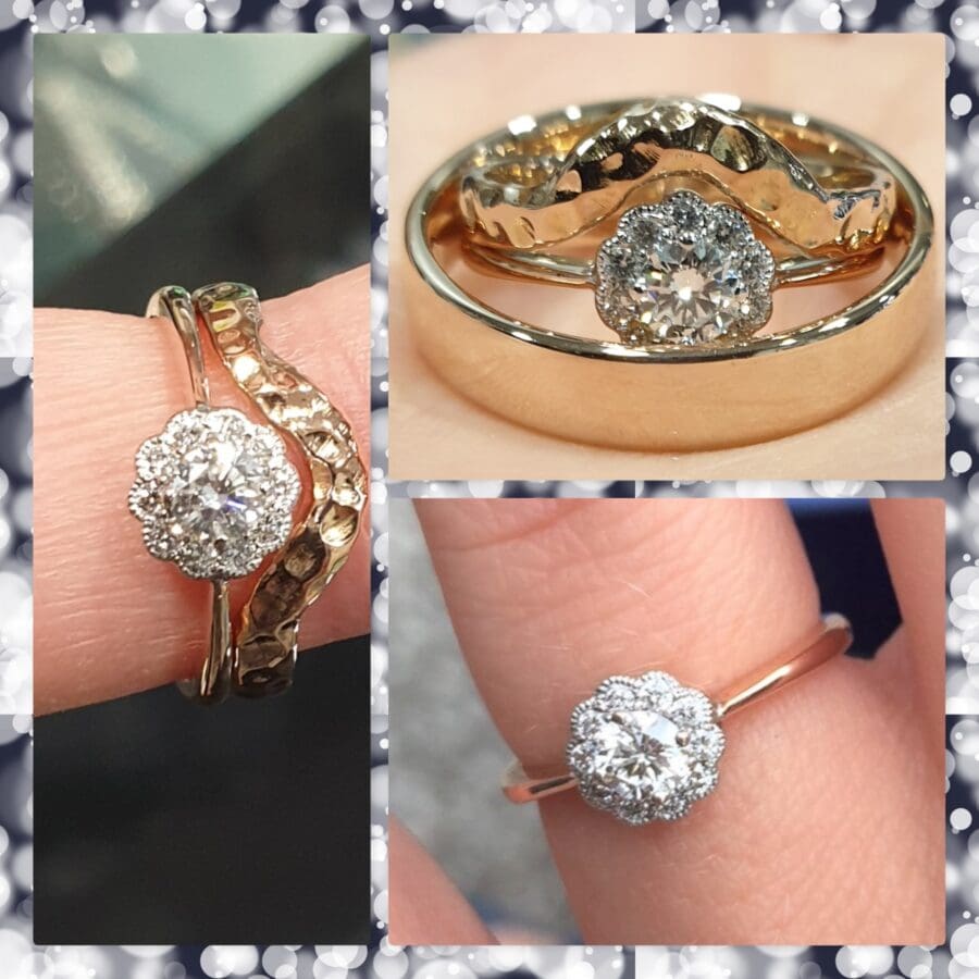 221 Commission Contoured Gold Beaten Textured Curved Band
