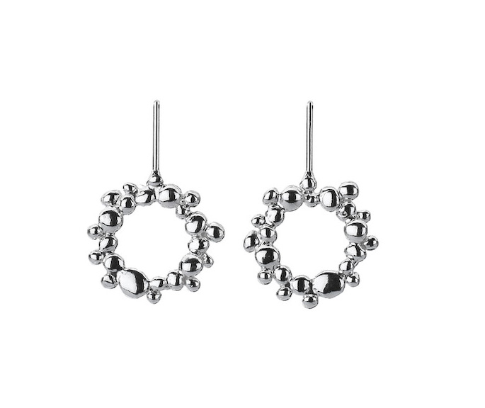 33100085 925 Sterling Silver Echo Circle Textured Drop Earrings