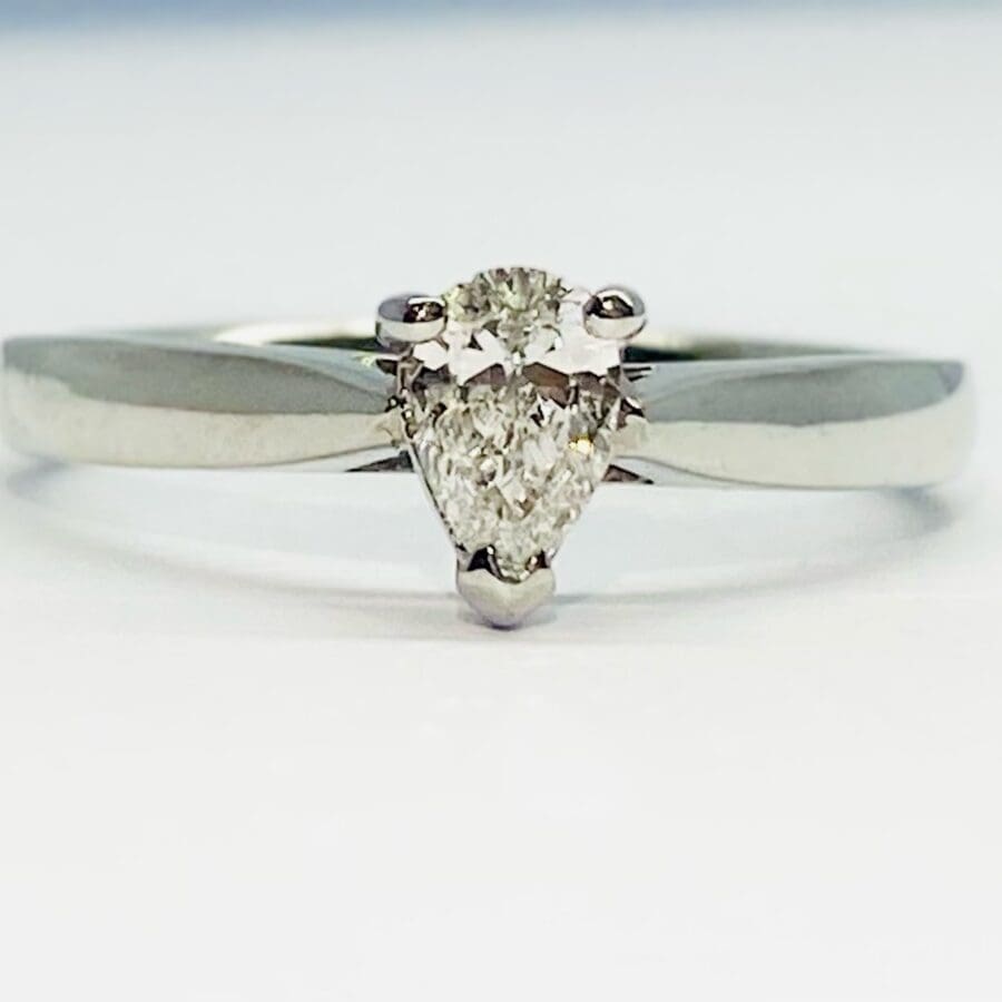 12600091 Platinum Pear Shaped Diamond Engagement Ring