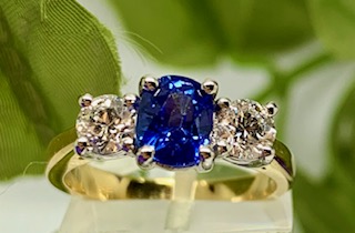 402 3 Stone Sapphire And Diamond Engagement Ring Commission