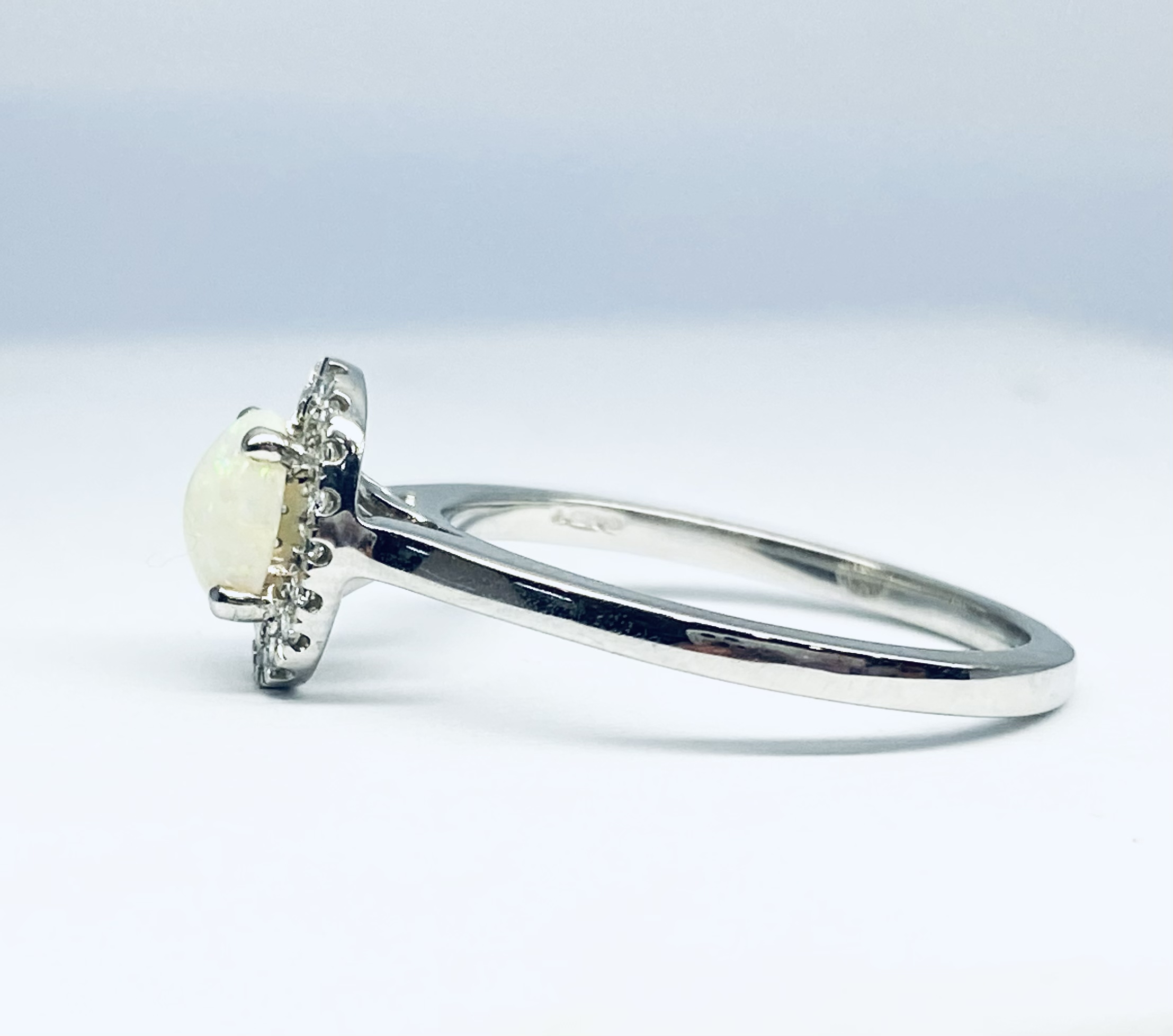 15600052 Platinum Opal And Diamond Halo Ring - Image 2