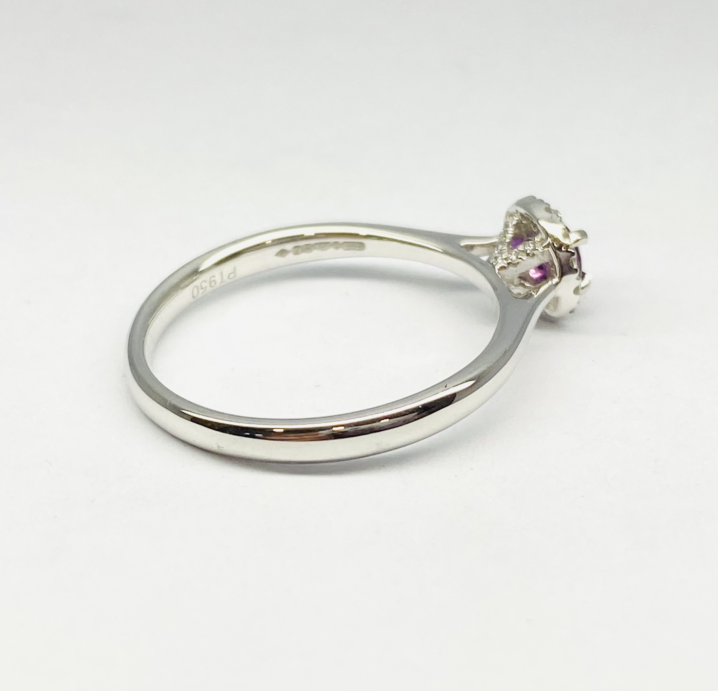 15600054 Platinum Purple Sapphire And Diamond Halo Ring - Image 3
