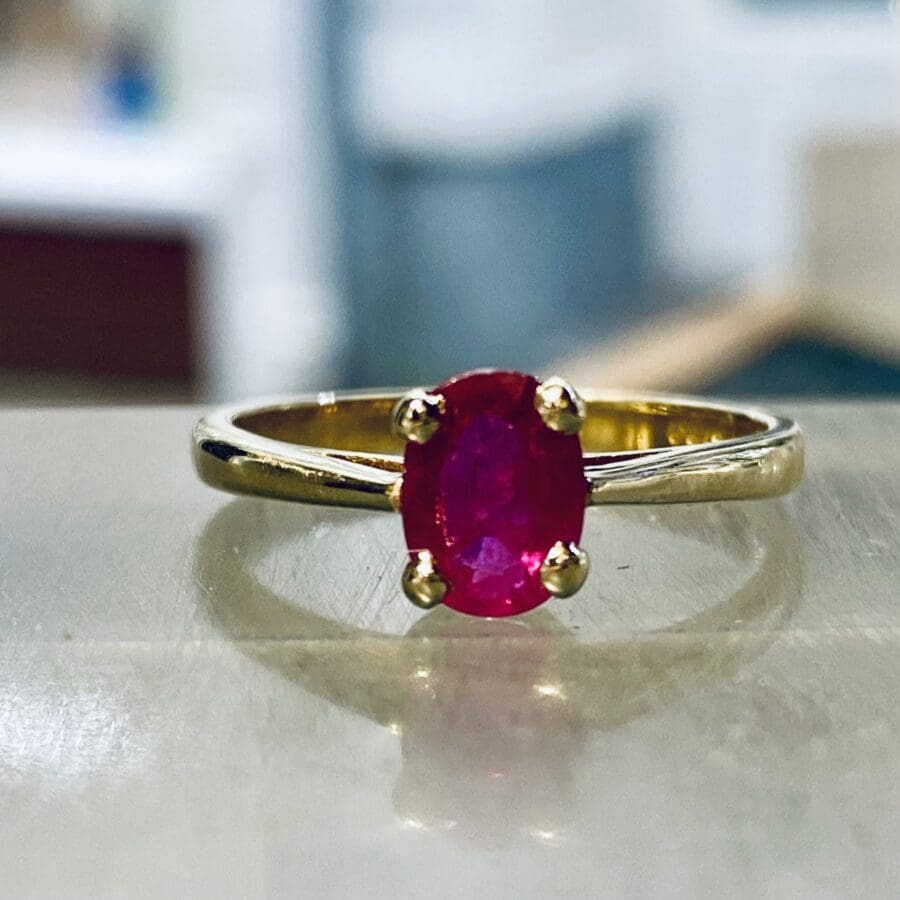 15600055 9ct Yellow Gold And Ruby Single Stone Ring