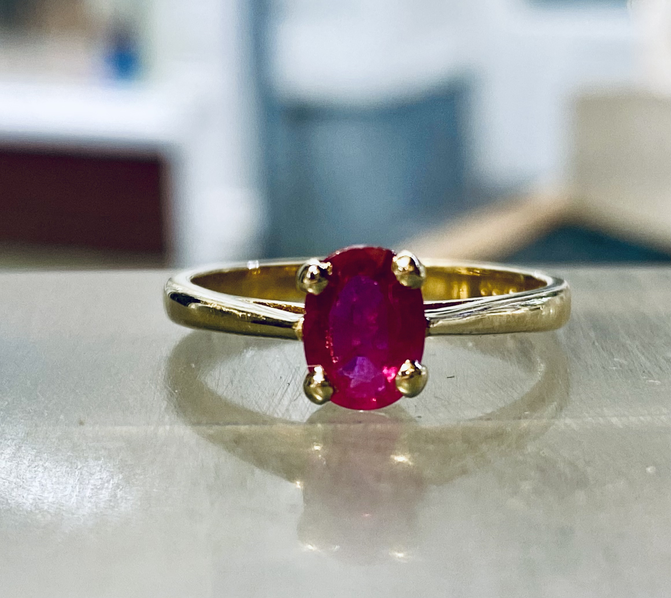 15600055 9ct Yellow Gold And Ruby Single Stone Ring