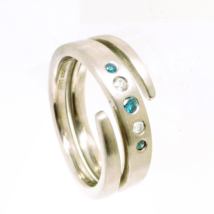 103 Commission Blue And White Diamond Wedding Ring