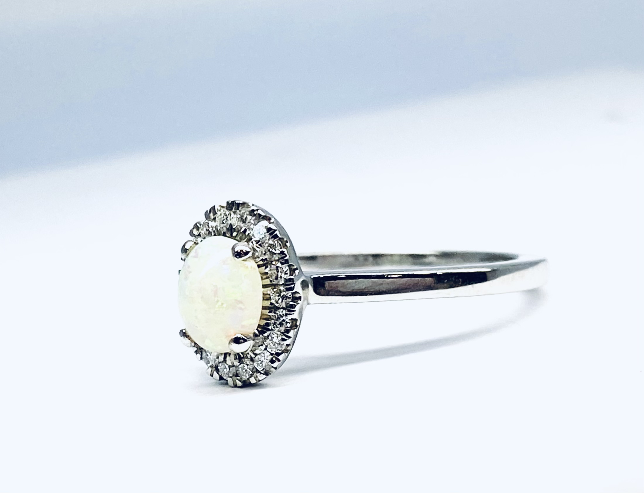 15600052 Platinum Opal And Diamond Halo Ring - Image 5