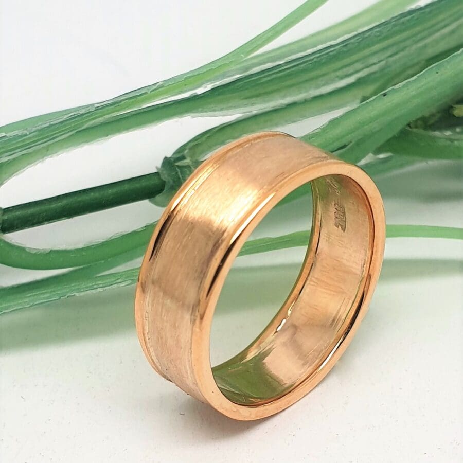 303 Commission Satin Finished Gold Wedding Band Polished Edge