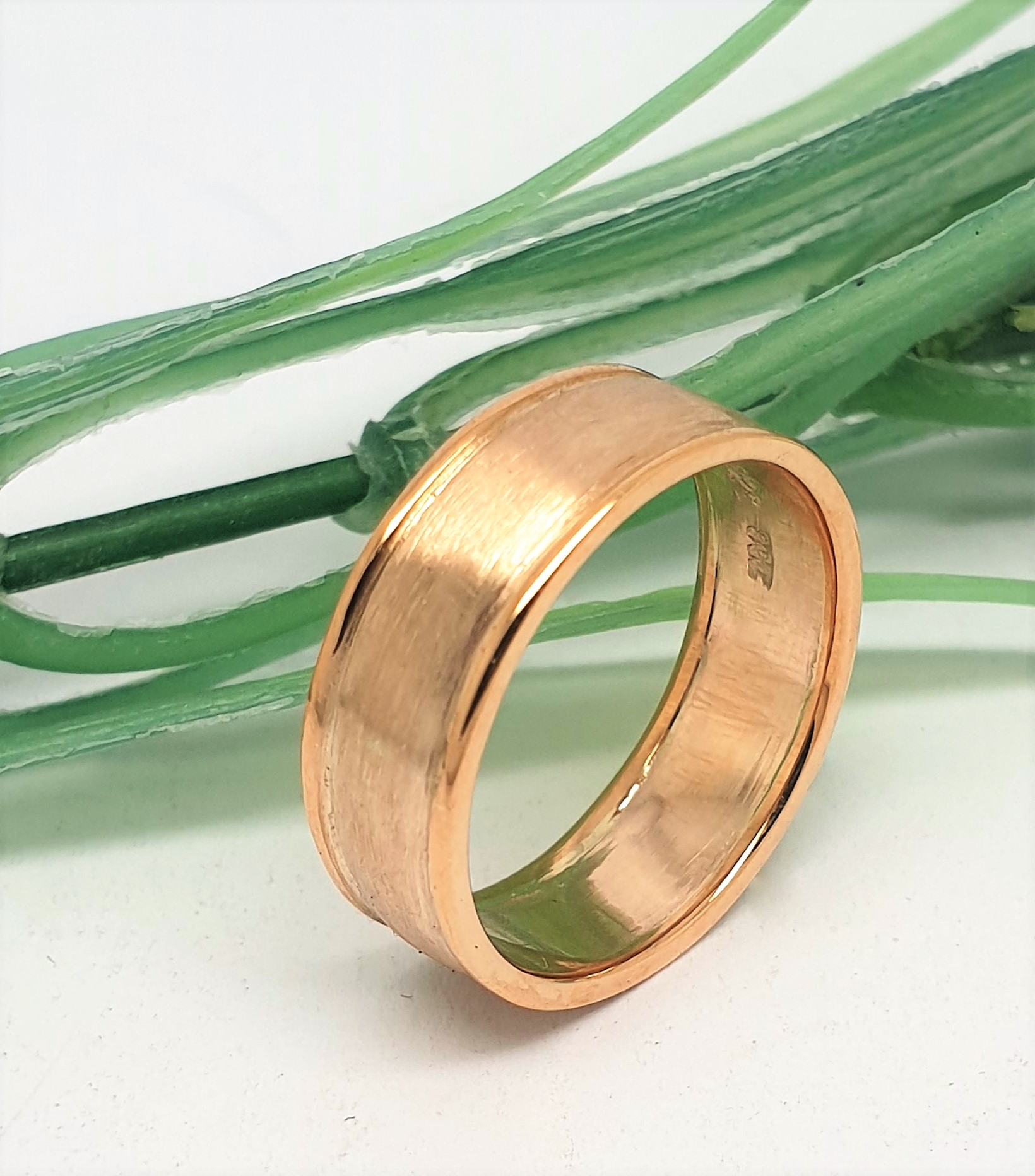 303 Commission Satin Finished Gold Wedding Band Polished Edge