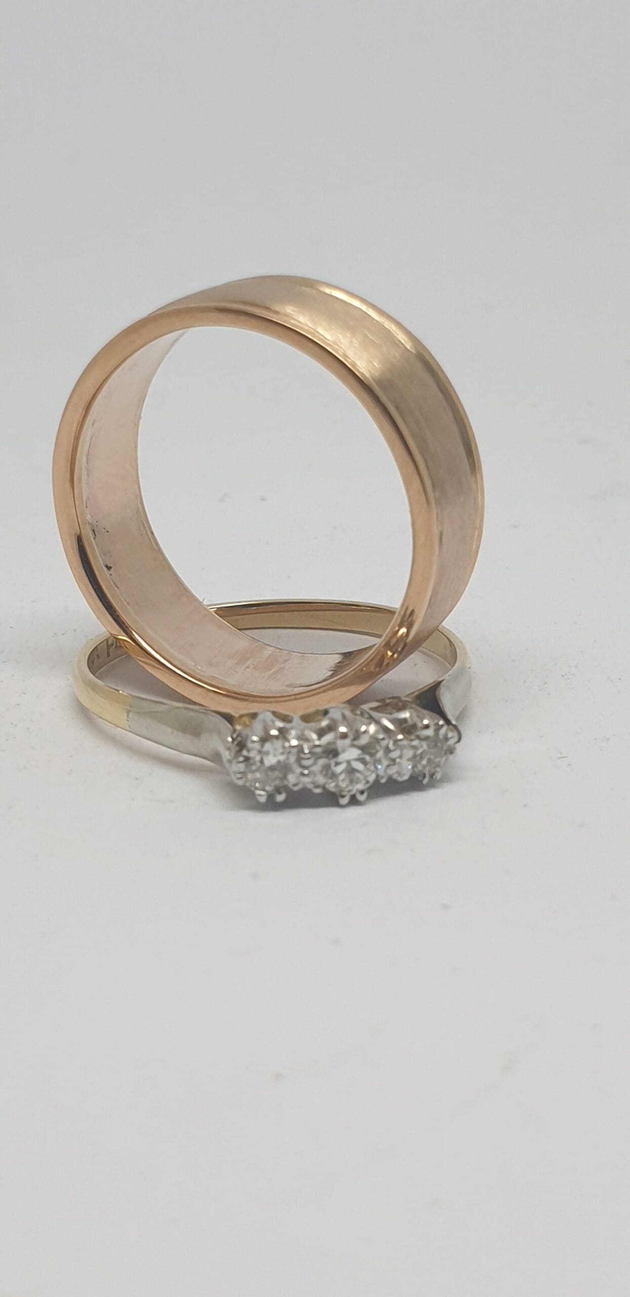 303 Commission Satin Finished Gold Wedding Band Polished Edge - Image 2