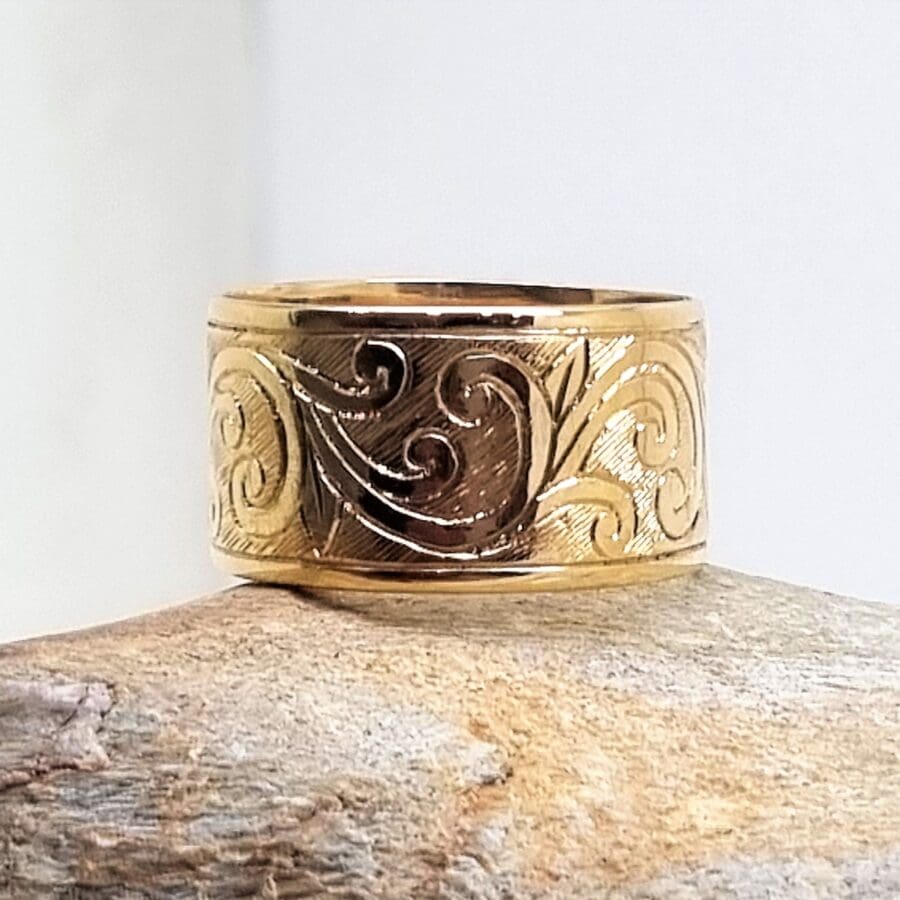 006 Commission Engraving Yellow Gold Wedding Band Commission