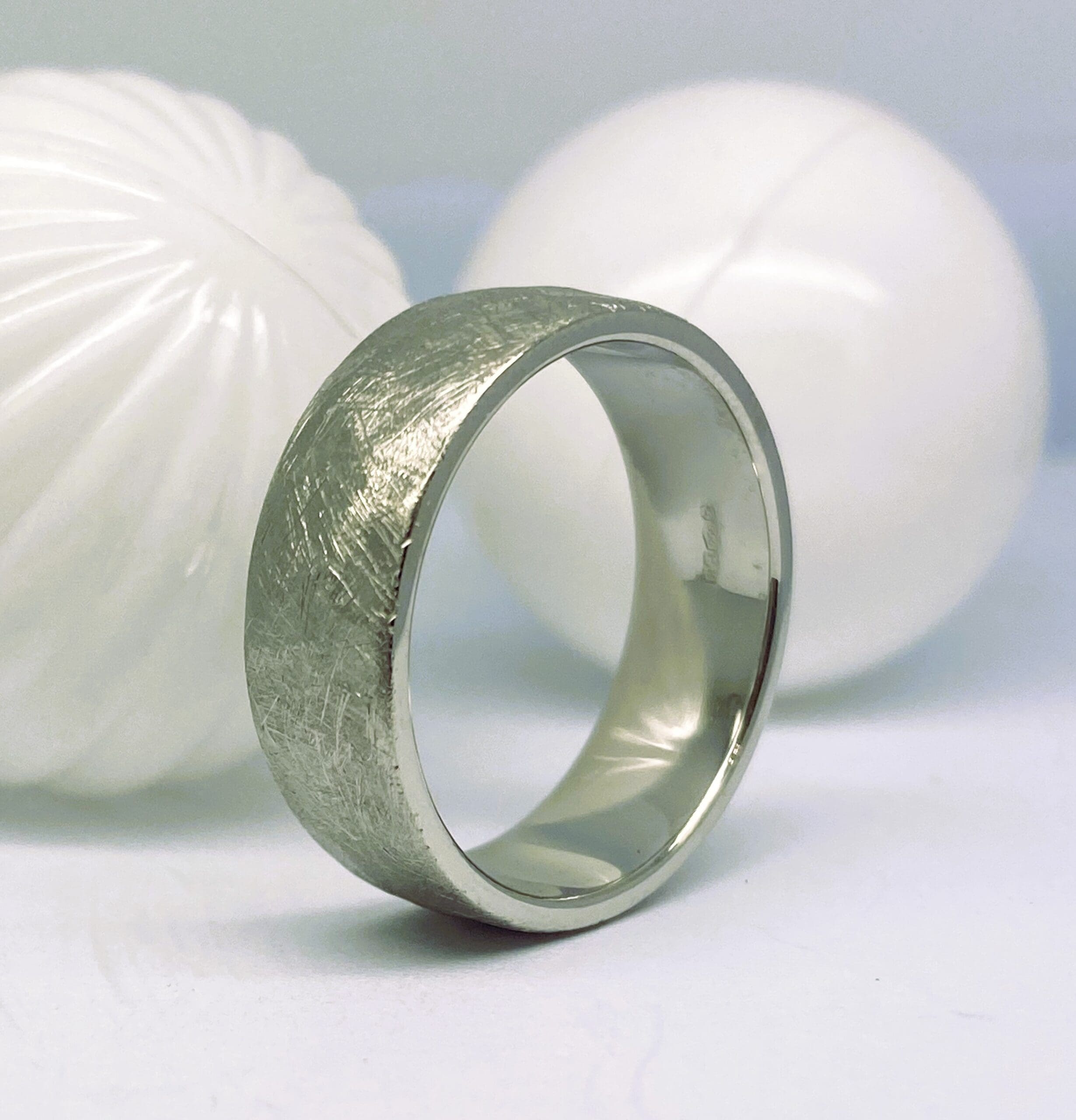 314 Platinum Beaten Finish Men's Wedding Ring Commission - Image 2