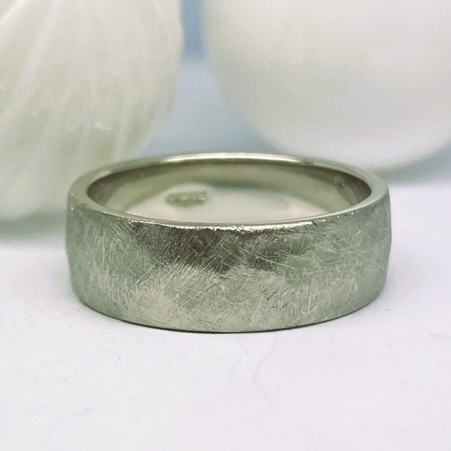 314 Platinum Beaten Finish Men's Wedding Ring Commission