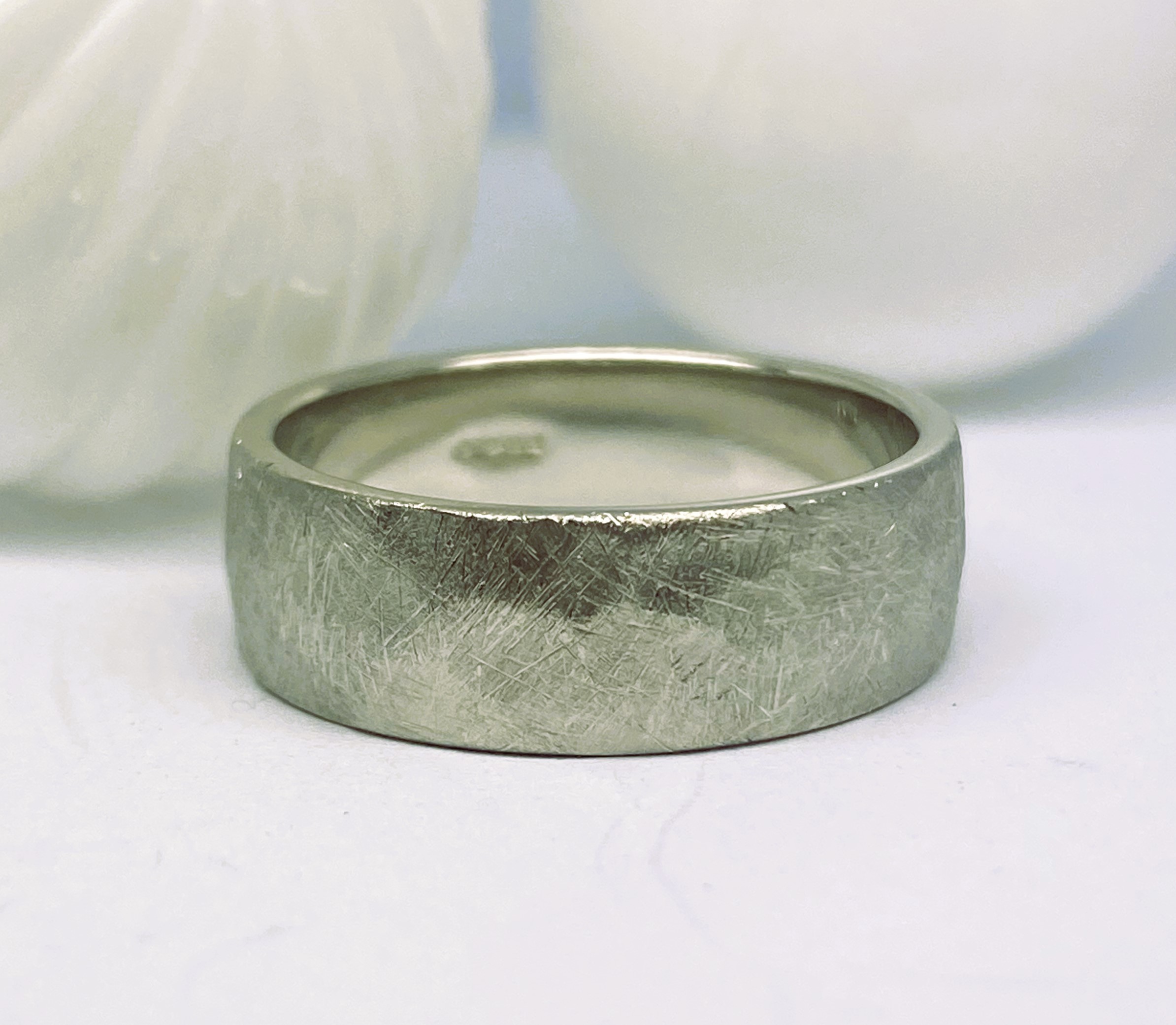 314 Platinum Beaten Finish Men's Wedding Ring Commission