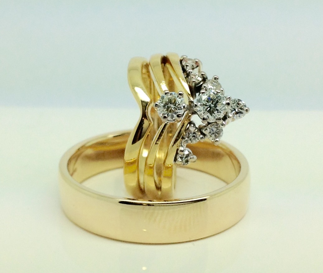 203 Commission Contoured Gold Gentle Wishbone Wedding Band - Image 4