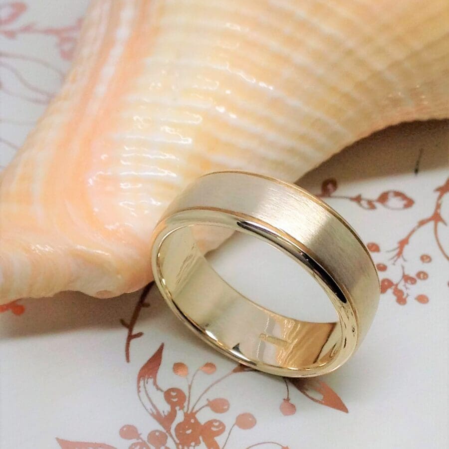 309 Commission Brushed And Polished Grooved Wedding Band