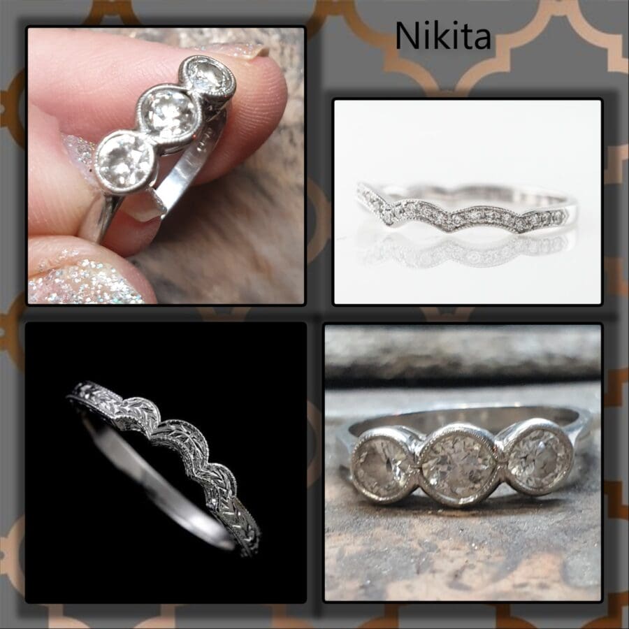209 Commission Contoured Diamond Band For Three Stone Ring