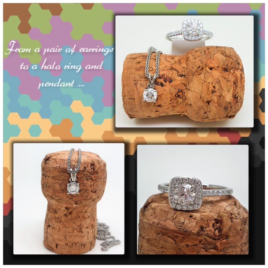 408 Commission... From Earrings To A Halo Ring And Pendant