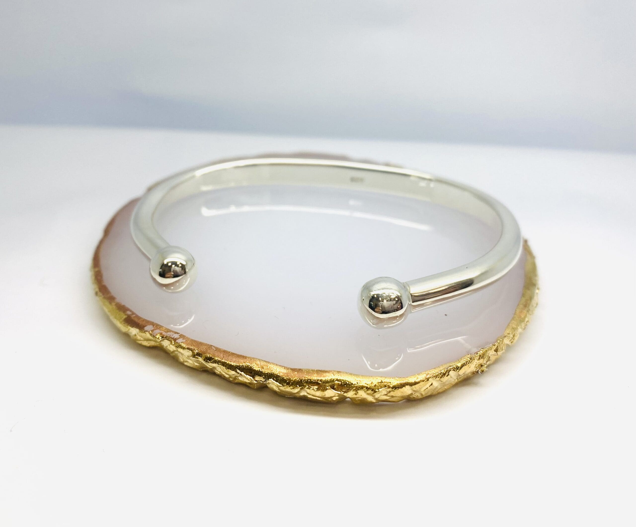 40100167 925 Sterling Silver Ball Torque Bangle Large - Image 2