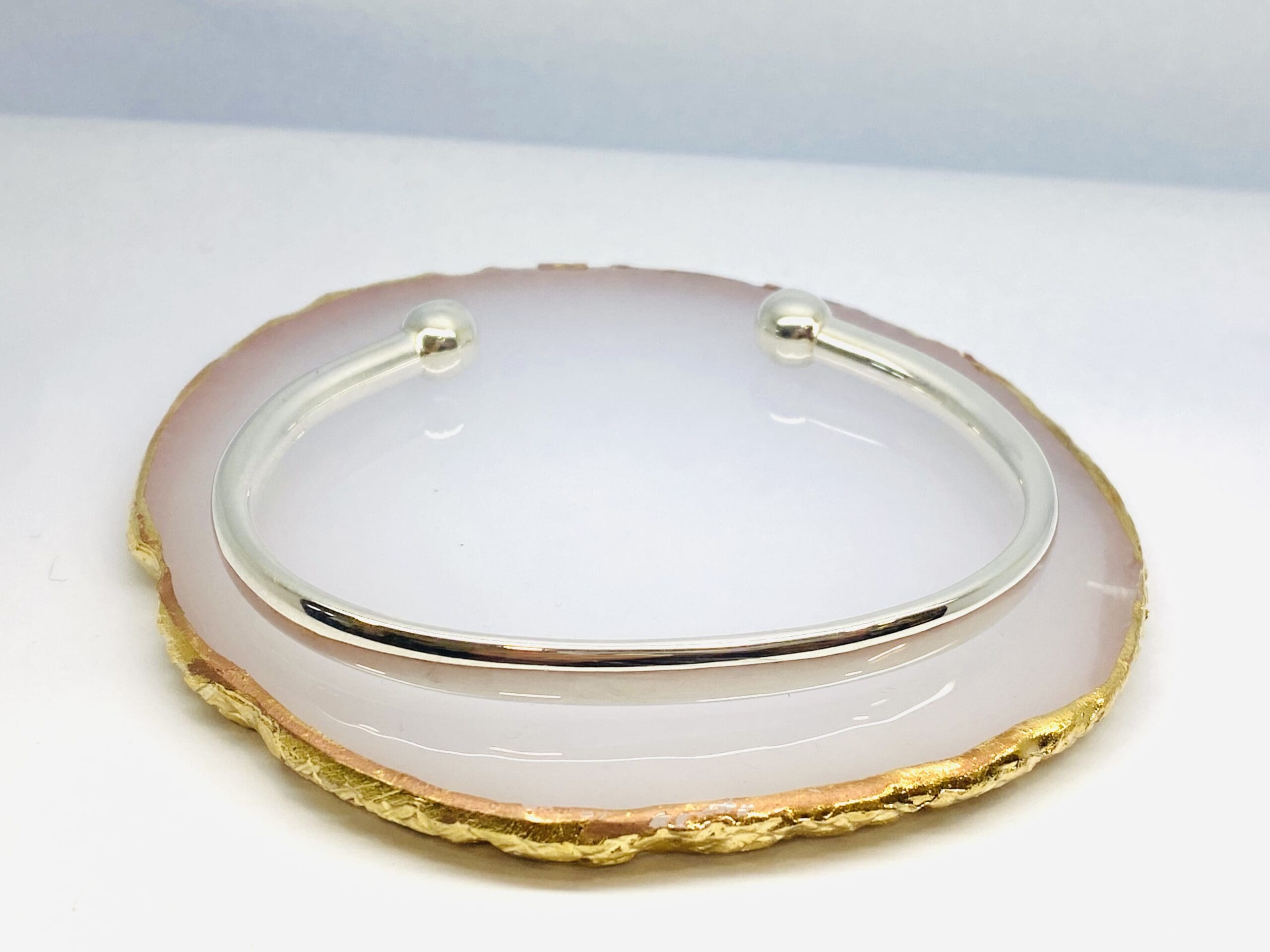 40100167 925 Sterling Silver Ball Torque Bangle Large - Image 4