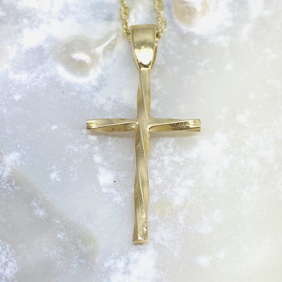 90100074 9ct Yellow Gold Twist Large Cross