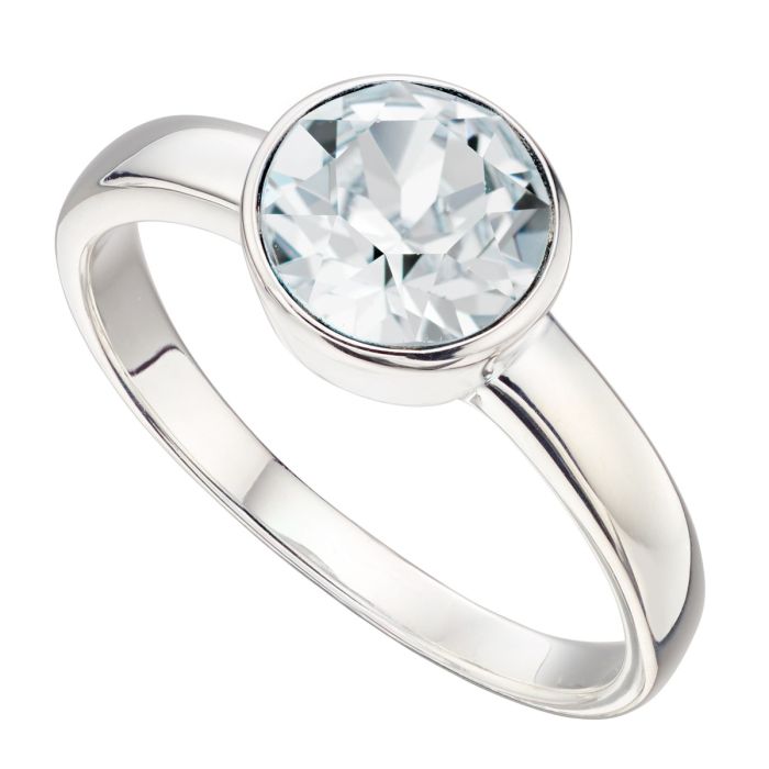 925 Sterling Silver Crystal Solitaire Rub Over Birthstone Rings - Image 7