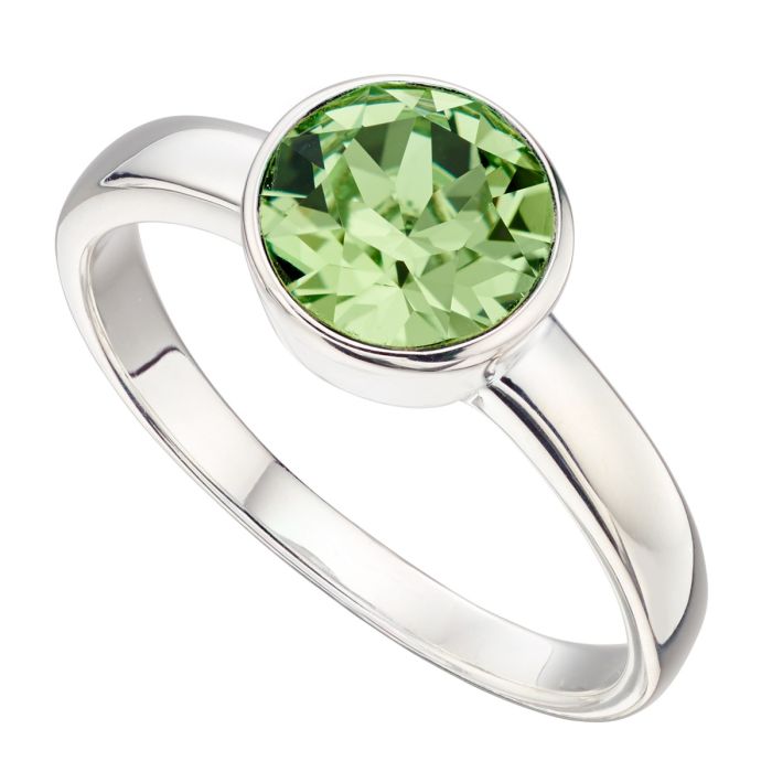 925 Sterling Silver Crystal Solitaire Rub Over Birthstone Rings - Image 10